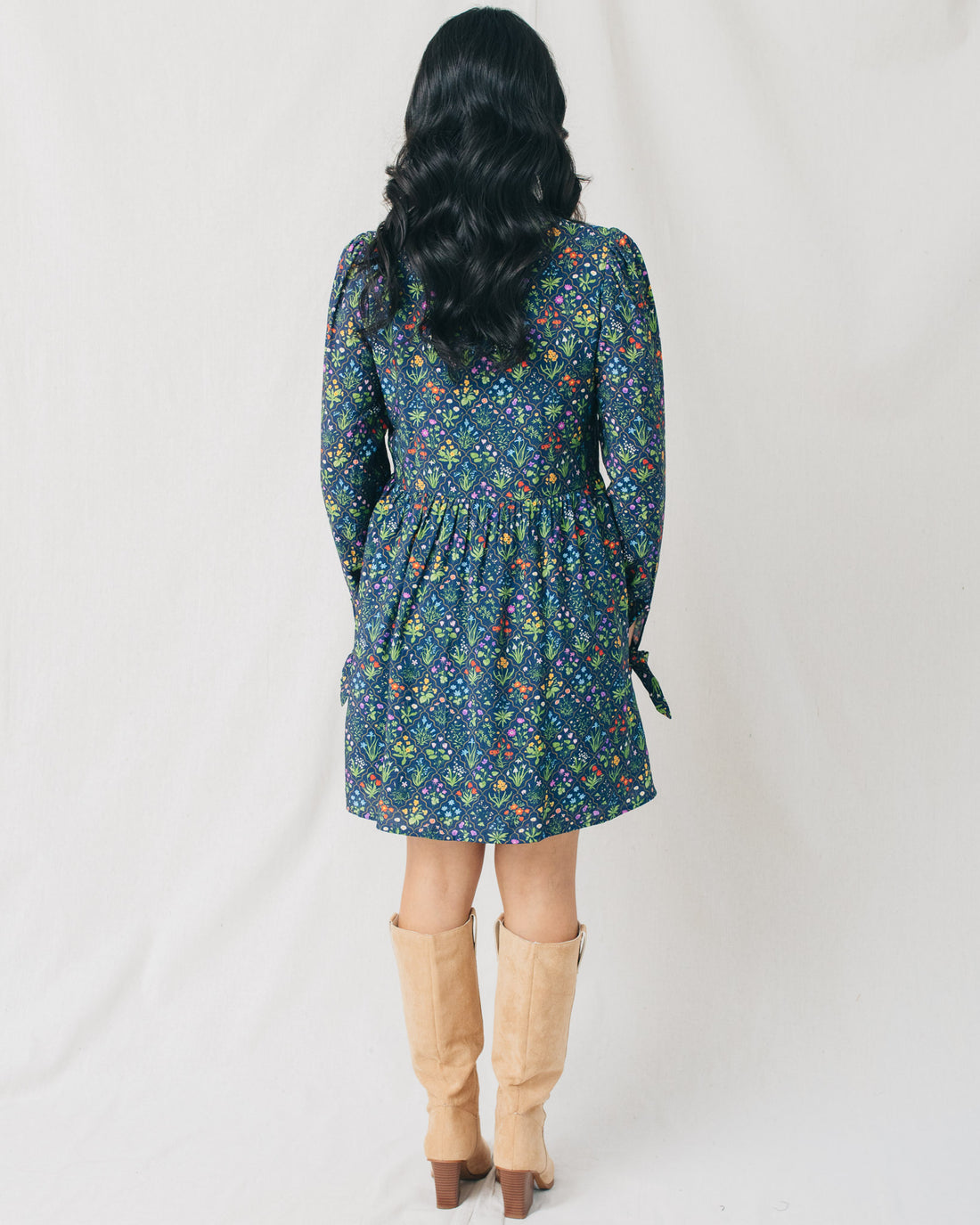 Frida Ruffled Mock Neck Floral Mini Dress