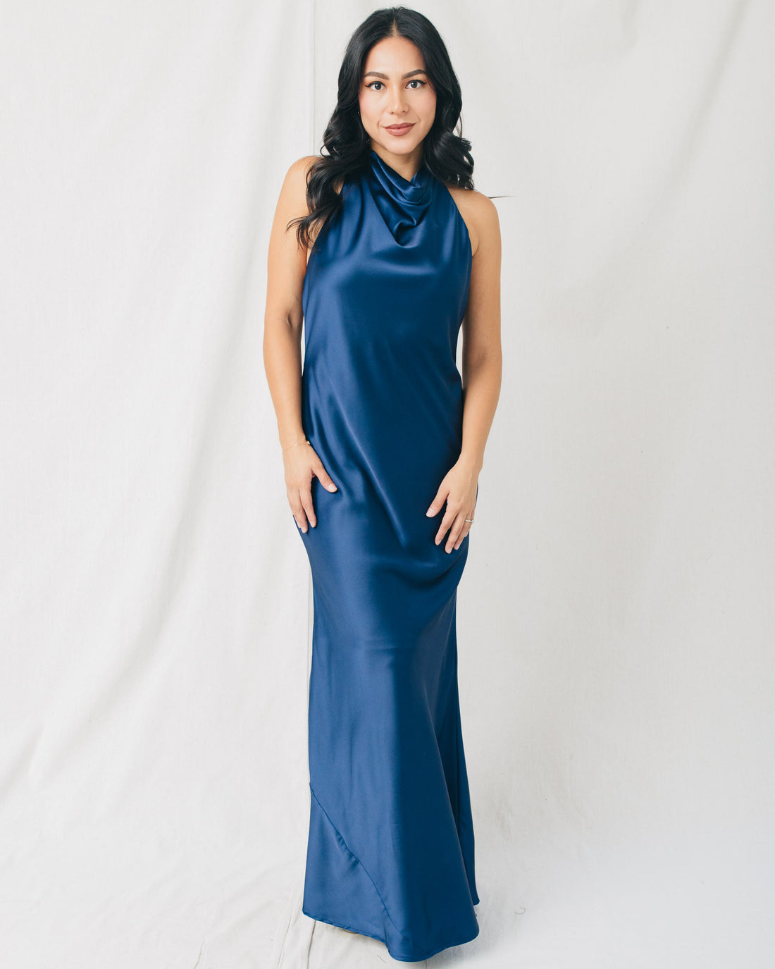 Nikki Cowl Sleeveless Tie Back Neck Maxi Dress