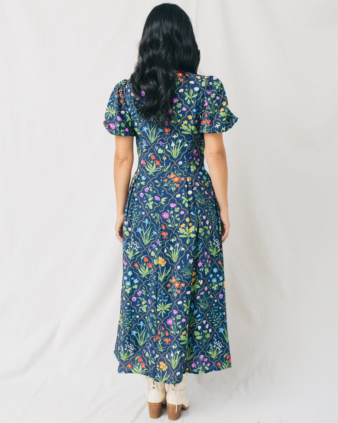 Frida V-Neck Fit & Flare Floral Midi Dress
