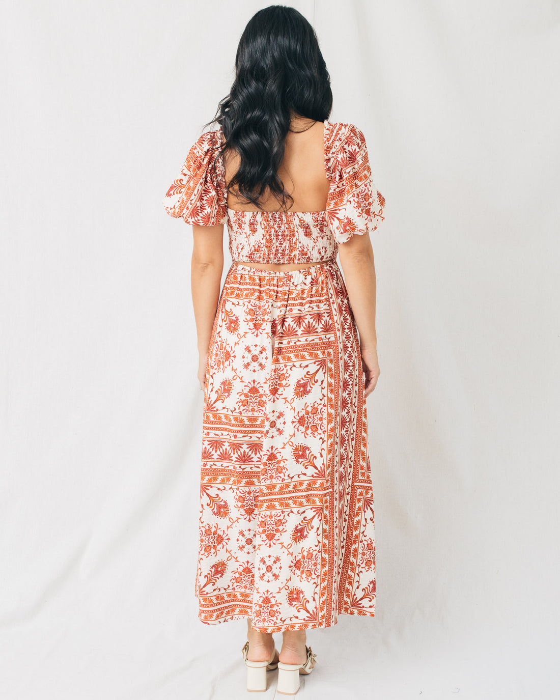 Goreme Printed Puff Sleeve Midi Dress