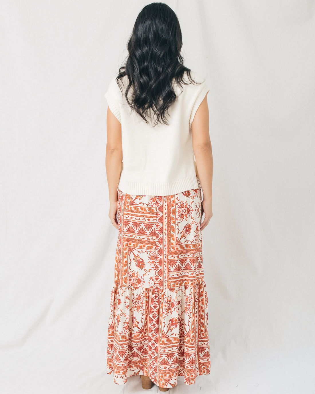 Carolynn Cable Knit V-Neck Side Tie Sweater Vest