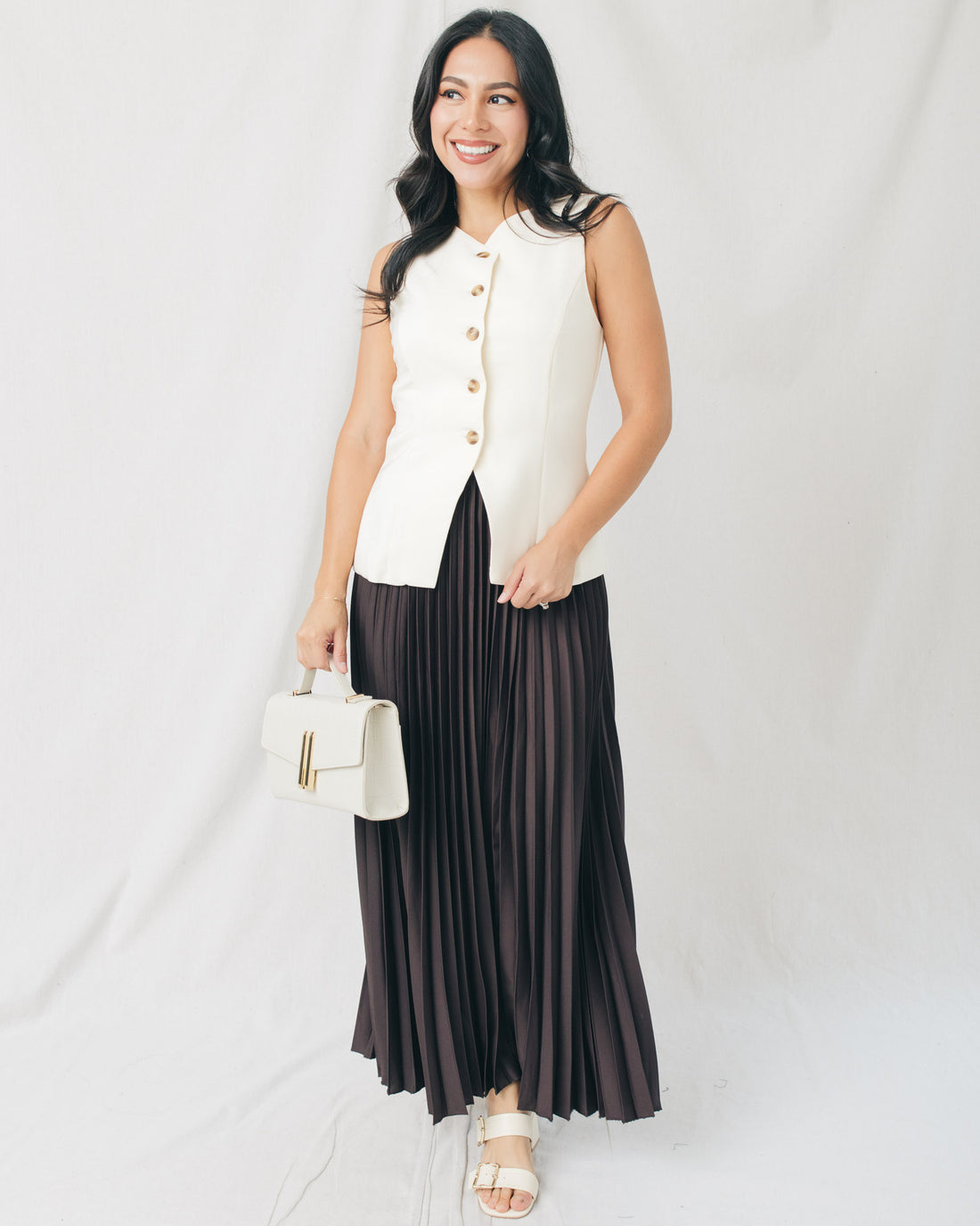 Francis Split Front Button Down Vest Top