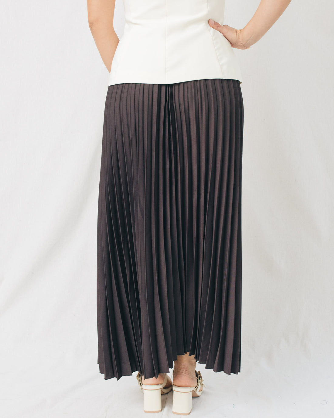 Stage Pleated Solid Maxi Skirt