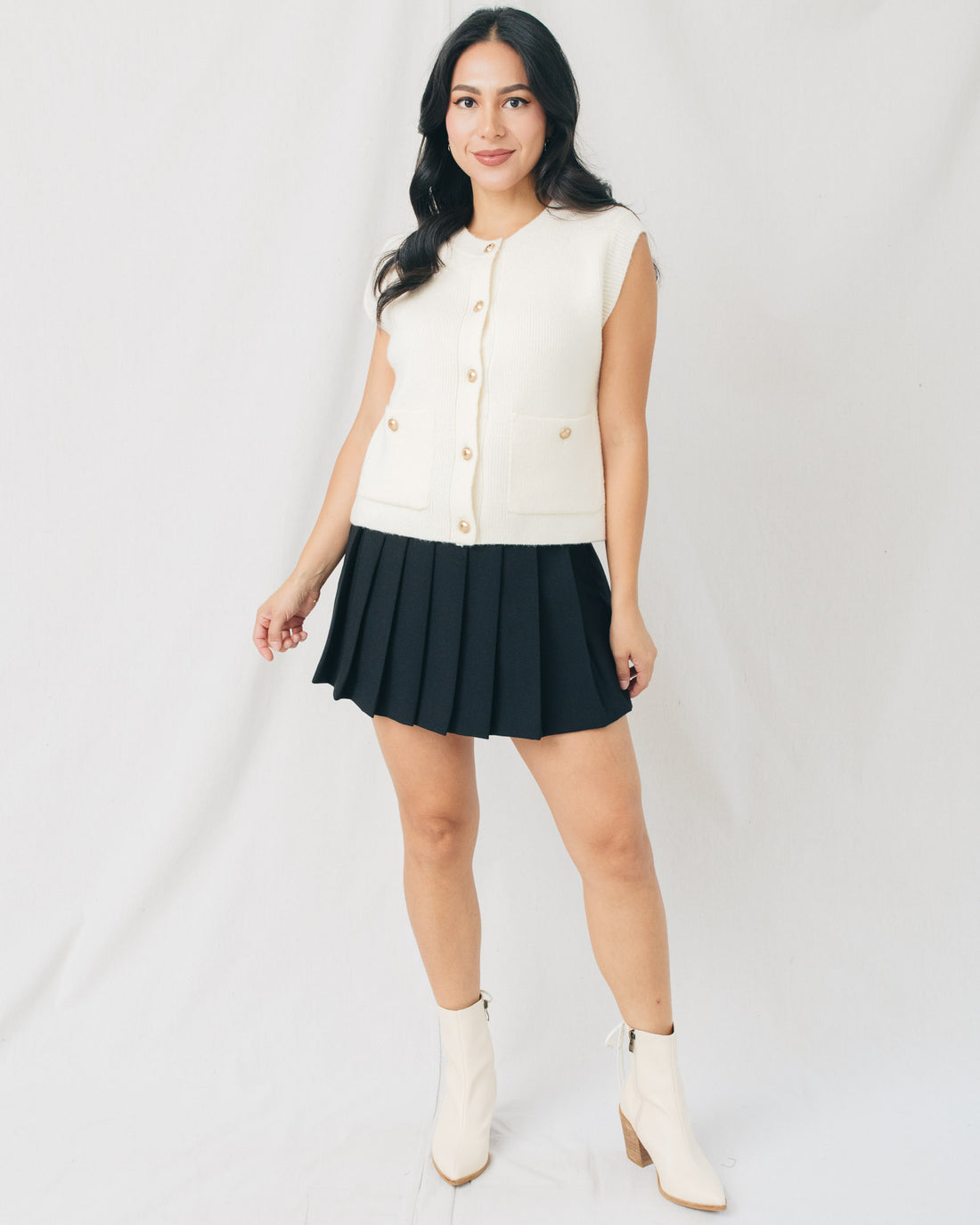 Penelope Faux Leather Waist Pleated Mini Skirt