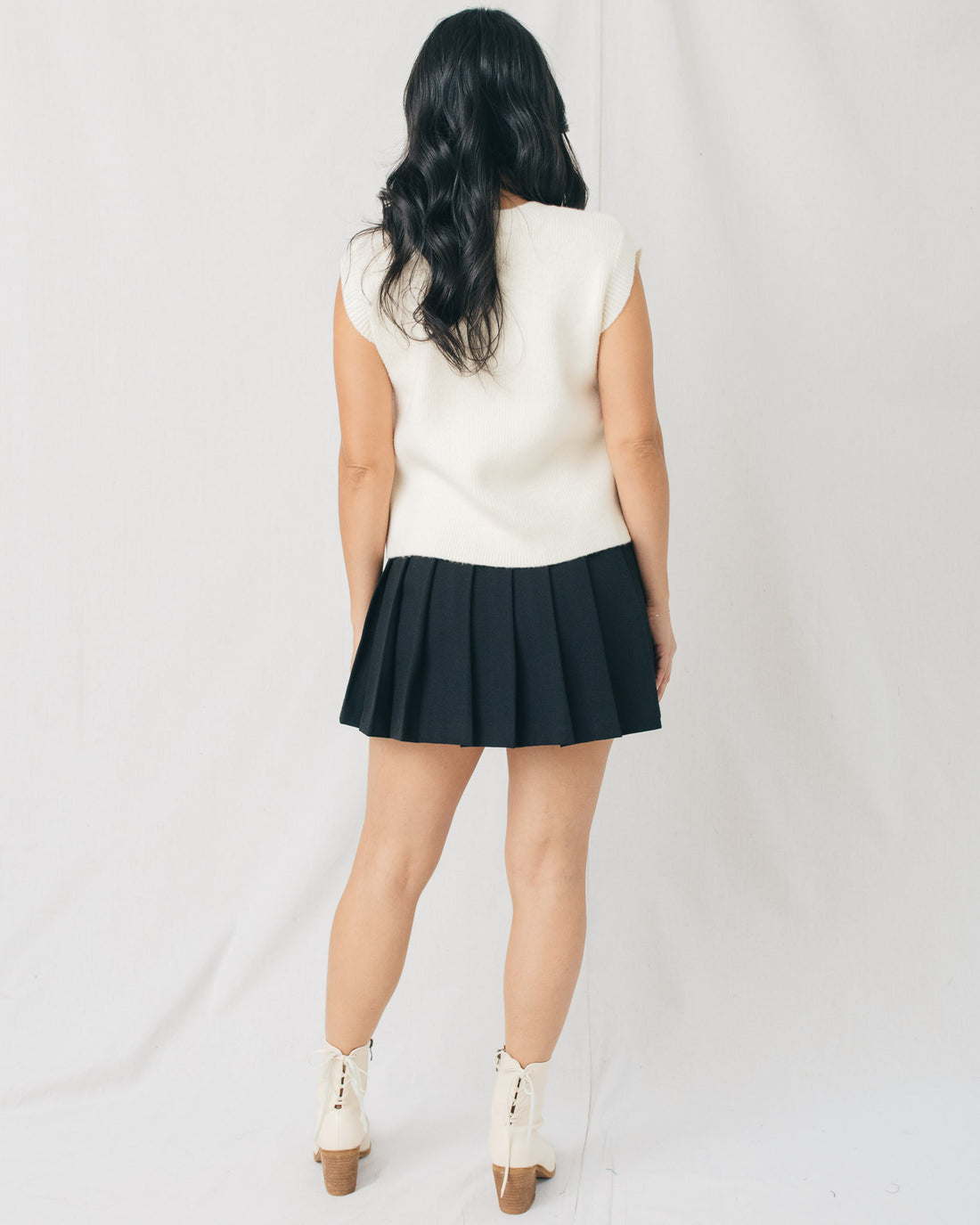 Penelope Faux Leather Waist Pleated Mini Skirt