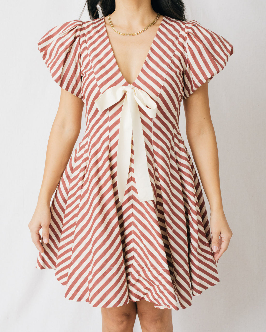 Nara Puff Sleeve Striped Mini Dress