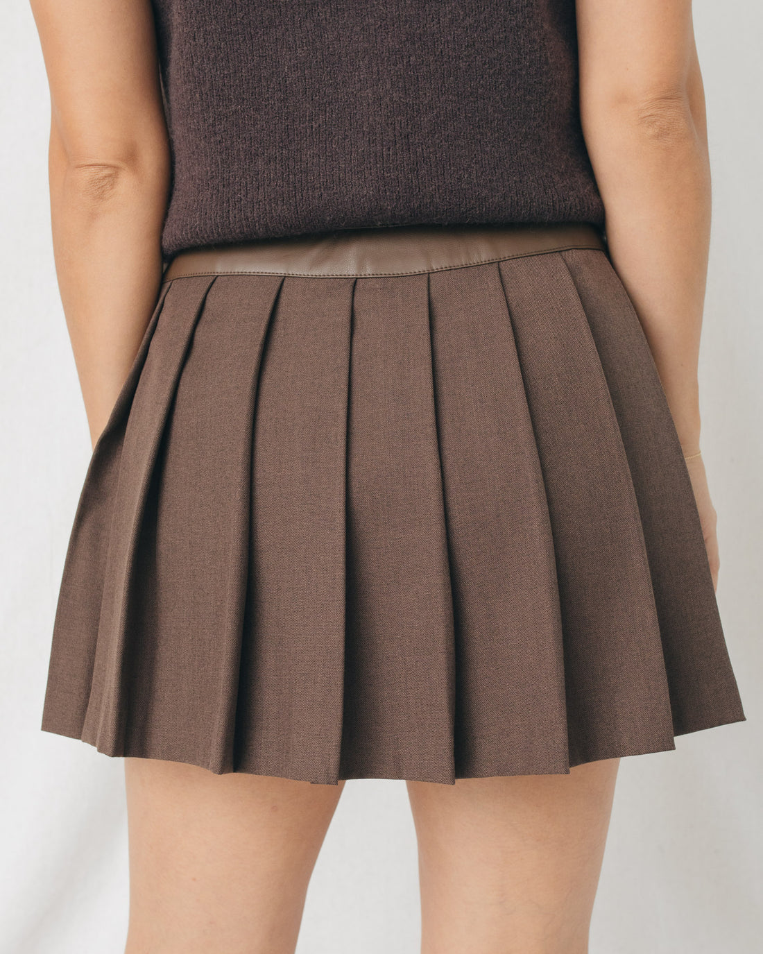 Penelope Faux Leather Waist Pleated Mini Skirt