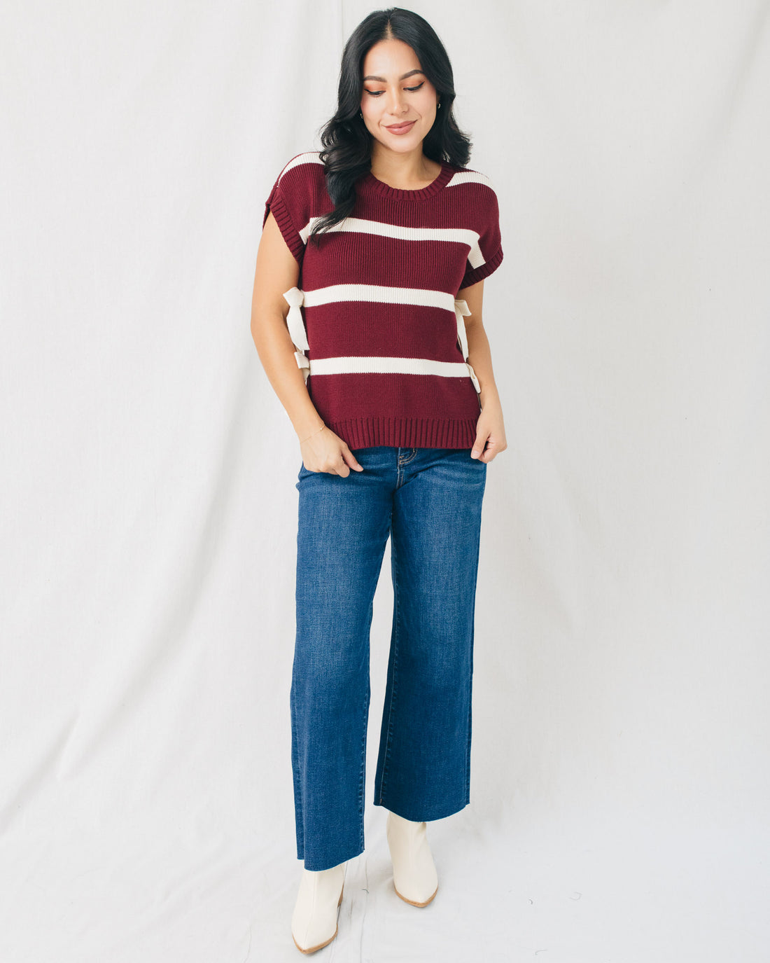 Reagan Side Tie Striped Sweater