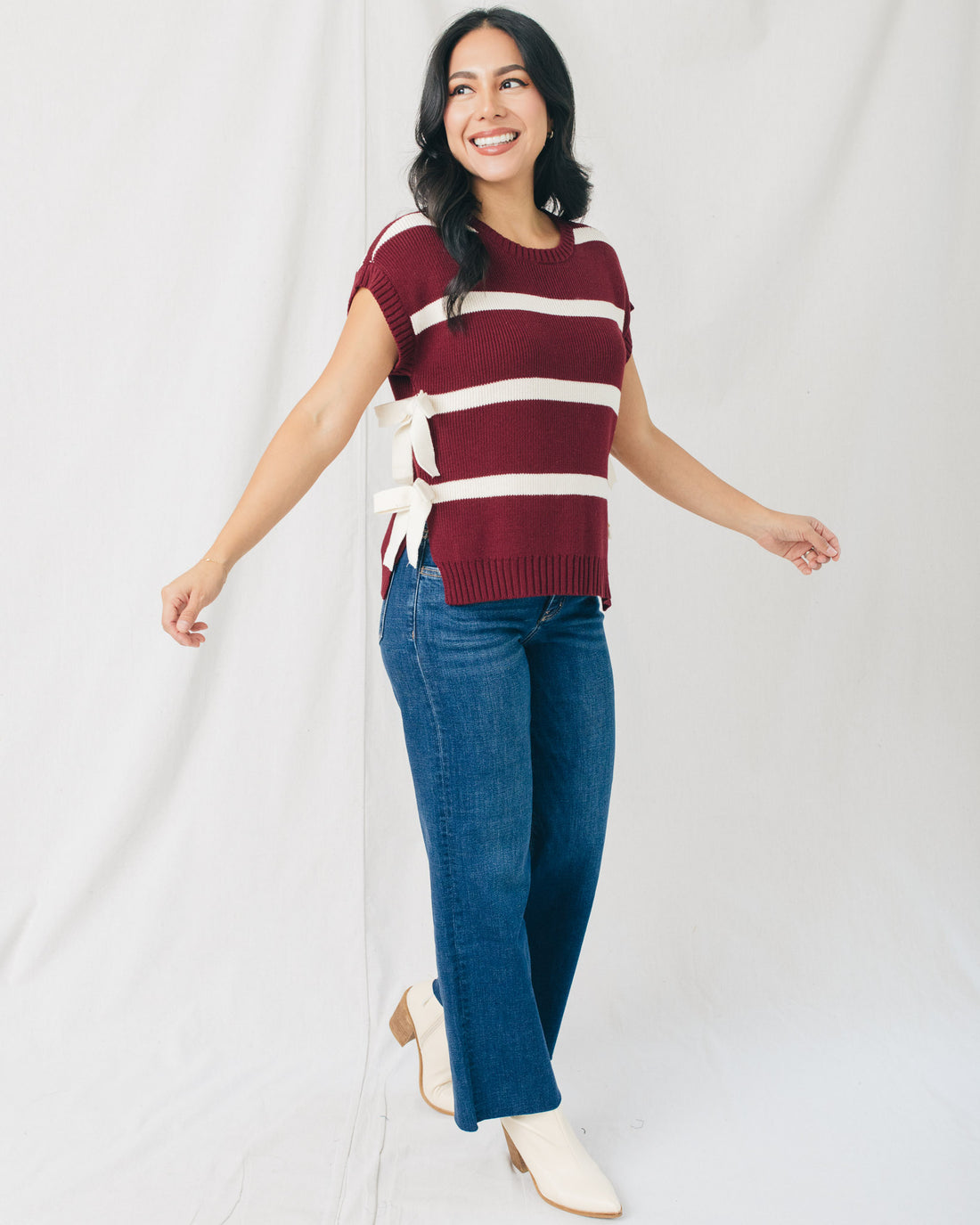 Reagan Side Tie Striped Sweater