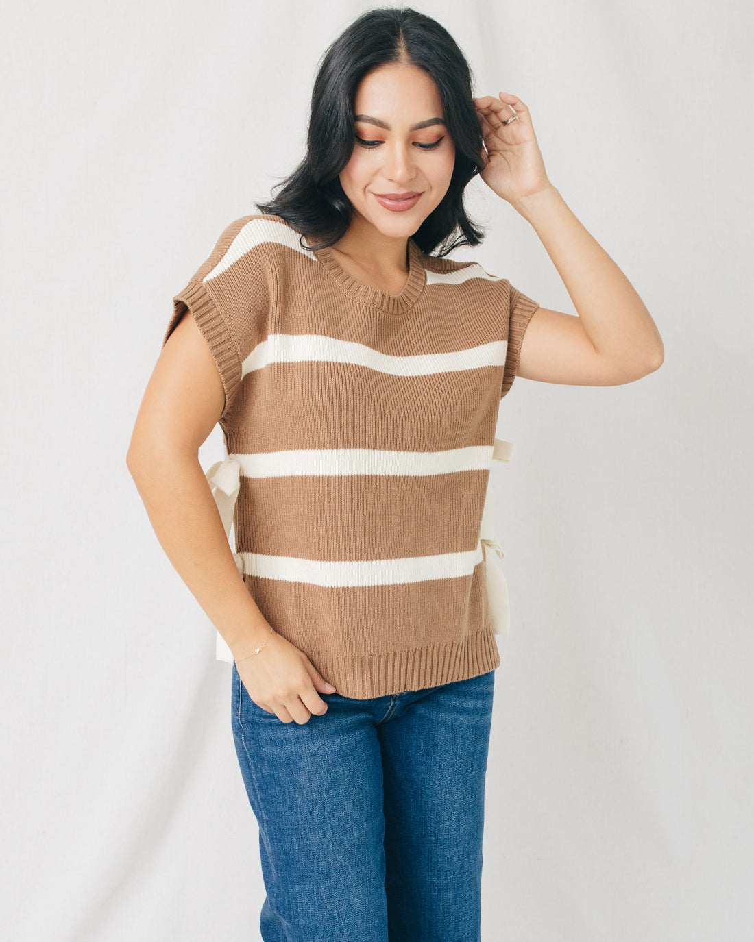 Reagan Side Tie Striped Sweater