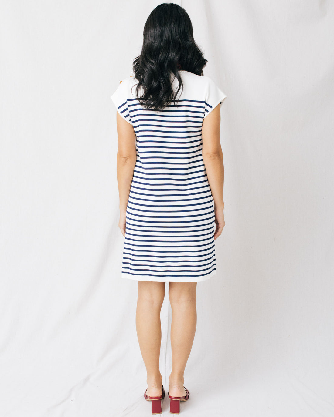 Marina V-Neck Striped Relaxed Sweater Mini Dress