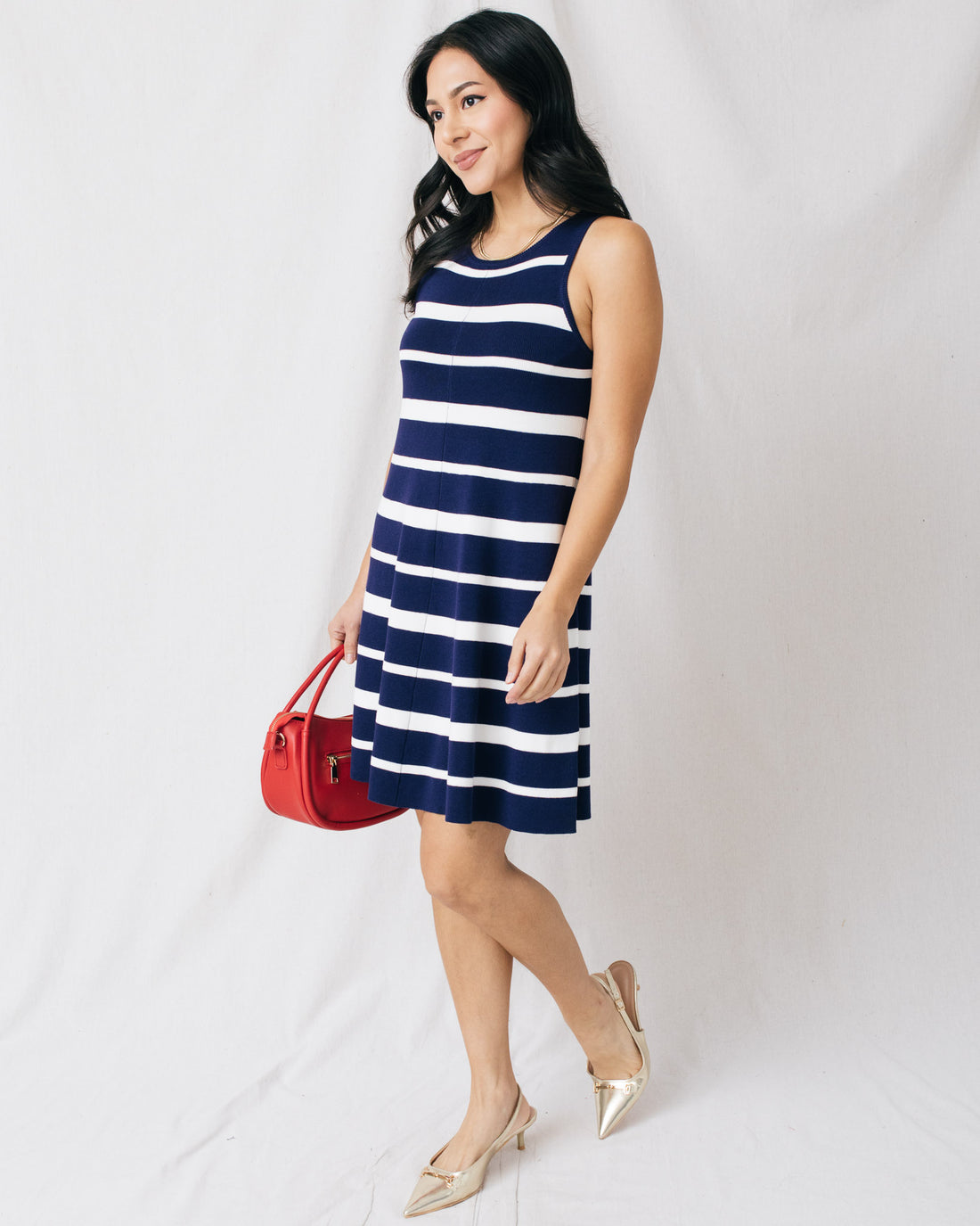 Sailing Away A-Line Striped Sweater Mini Dress