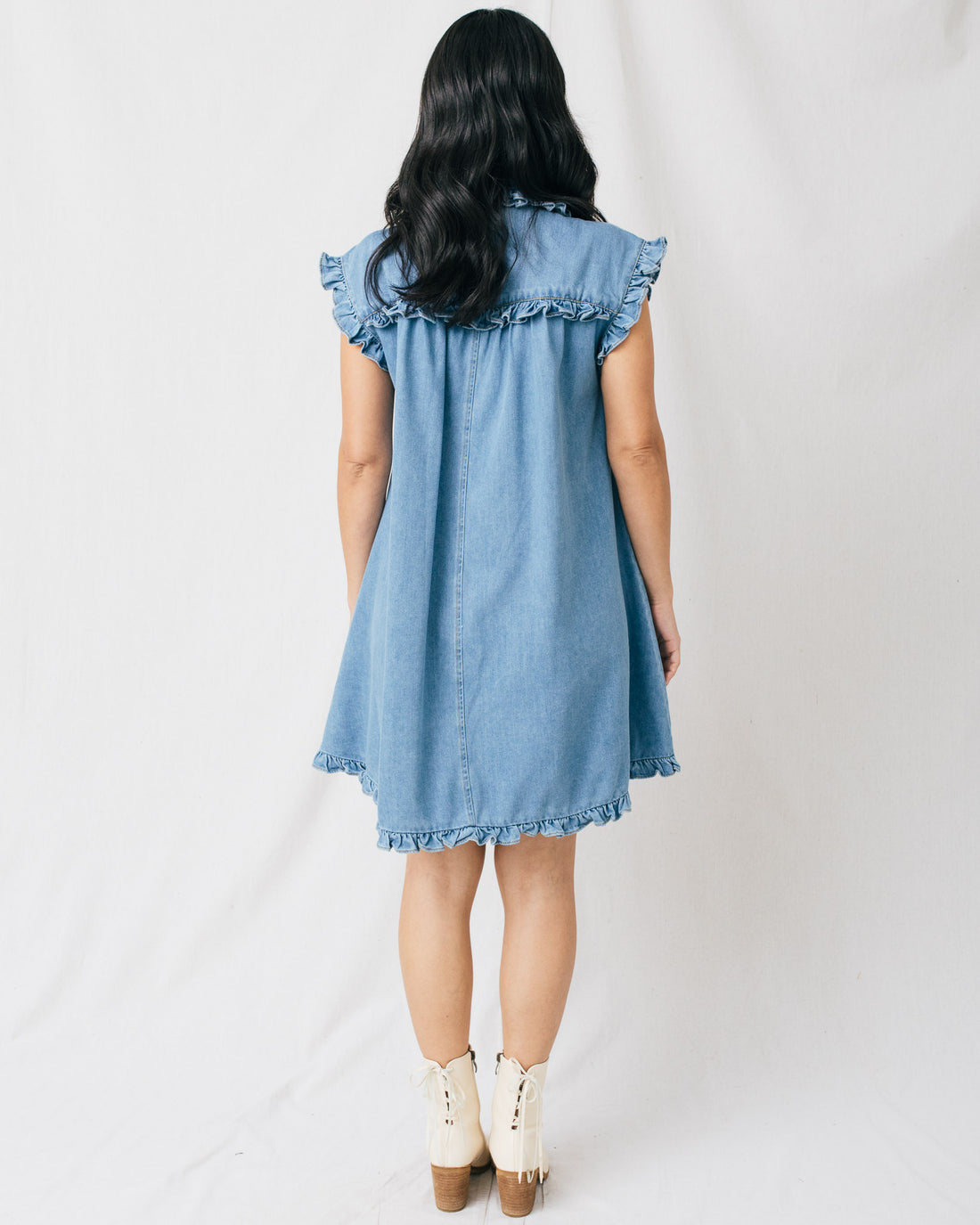 Westland Ruffled Hem Button Down Mini Dress