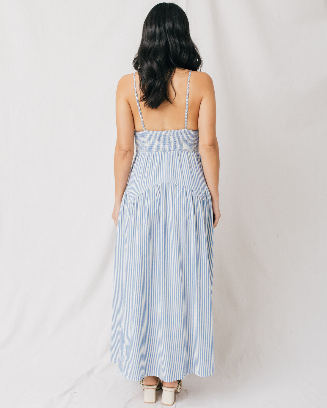 Elisa Striped V-Neckline Maxi Dress