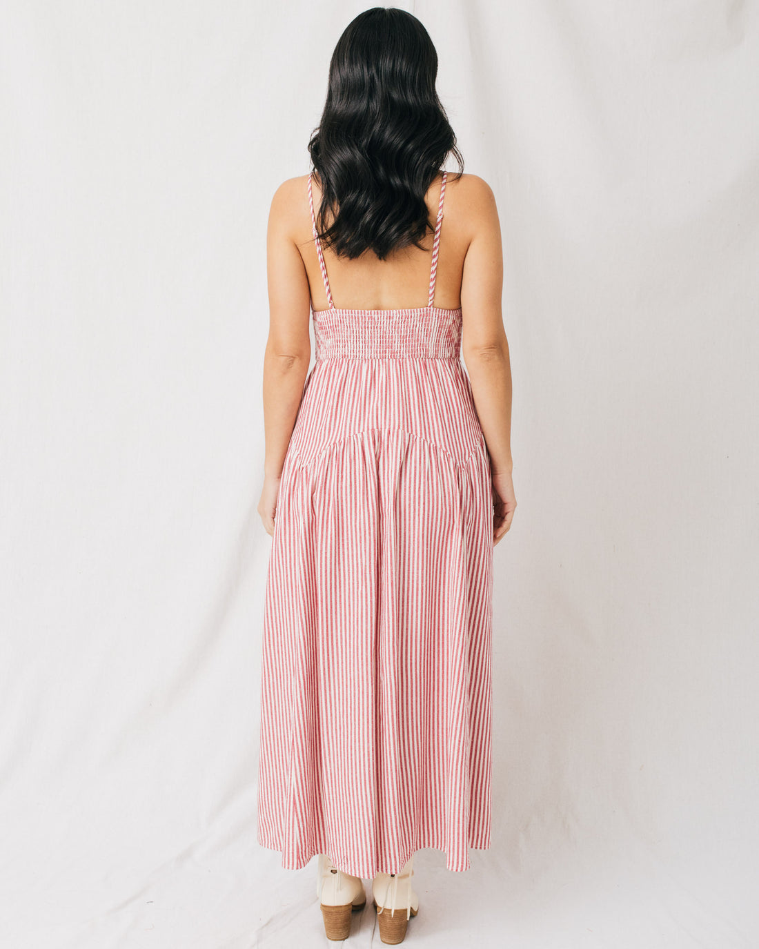 Elisa Striped V-Neckline Maxi Dress