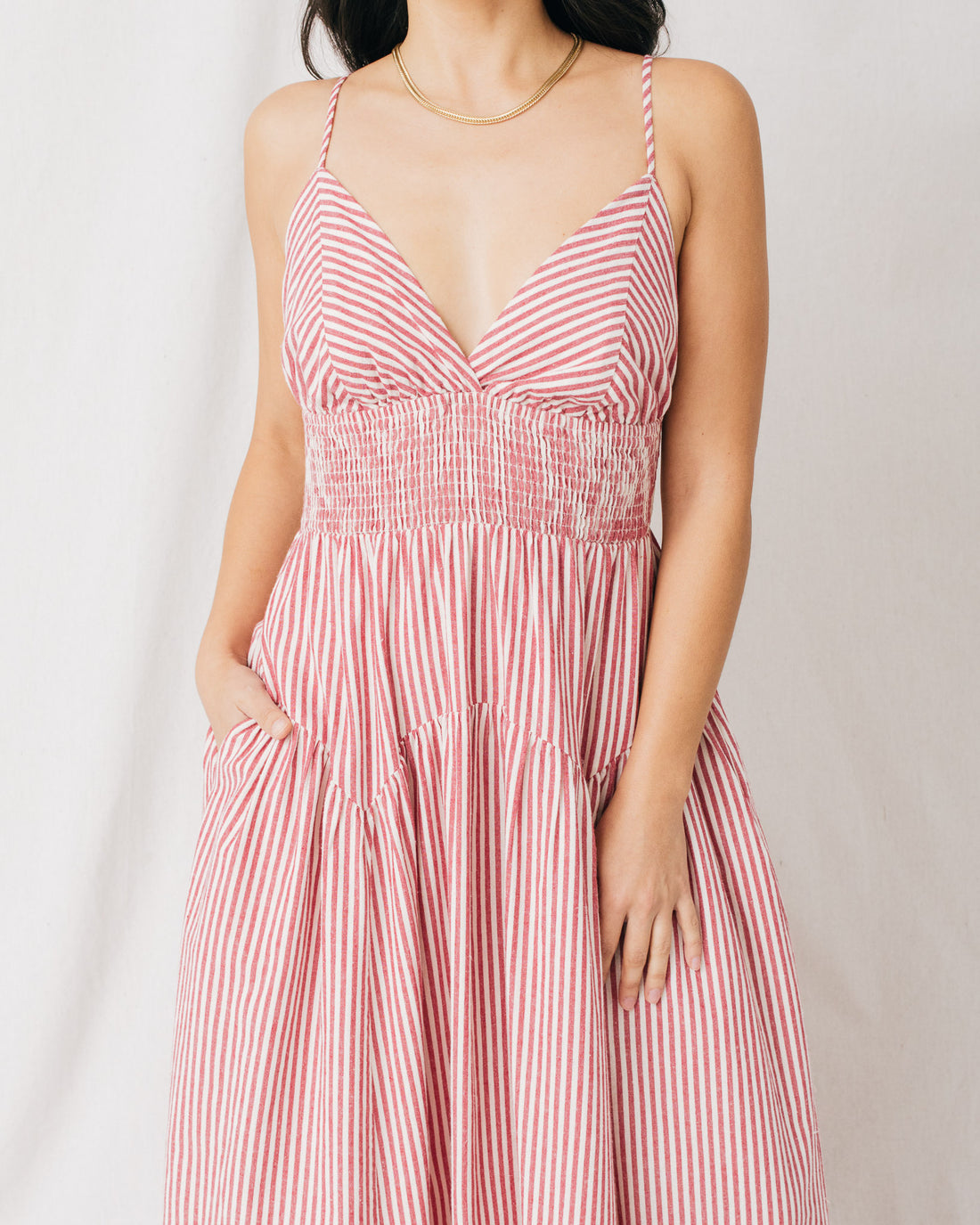 Elisa Striped V-Neckline Maxi Dress