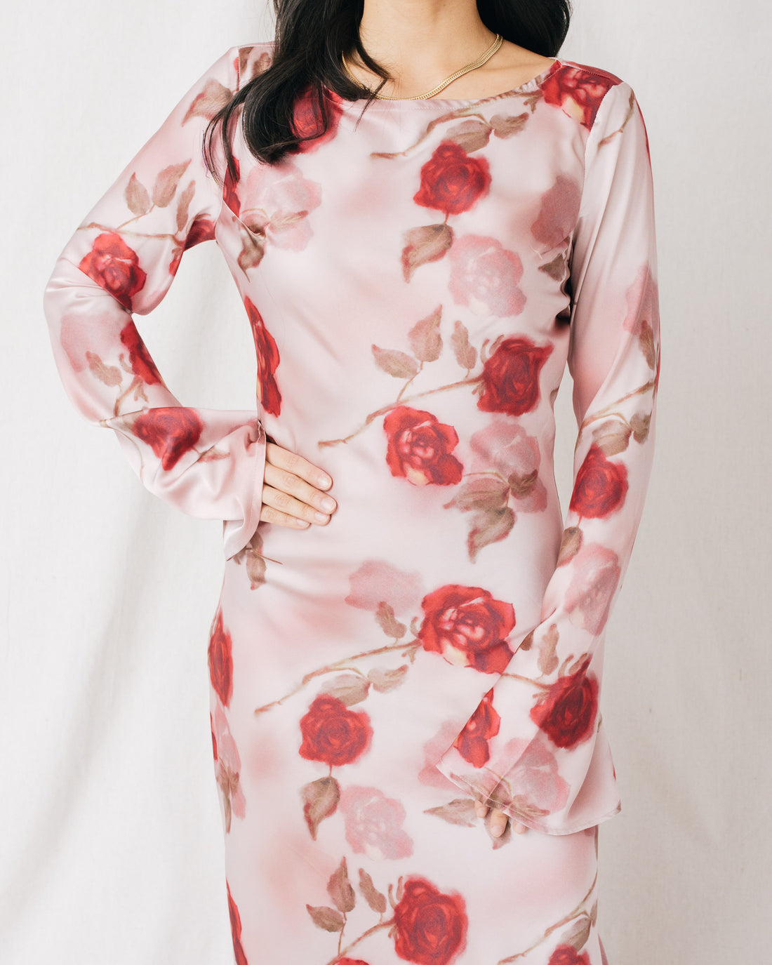 Georgie Bias Cut Long Sleeve Floral Maxi Dress