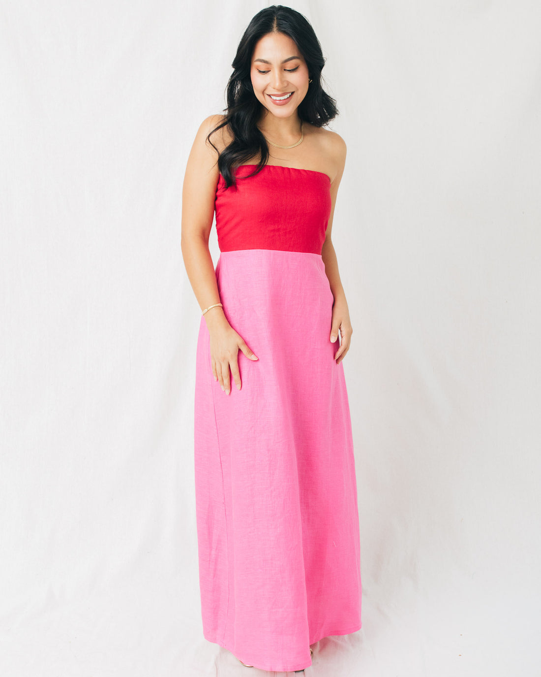 Mei Color Block Strapless Maxi Dress