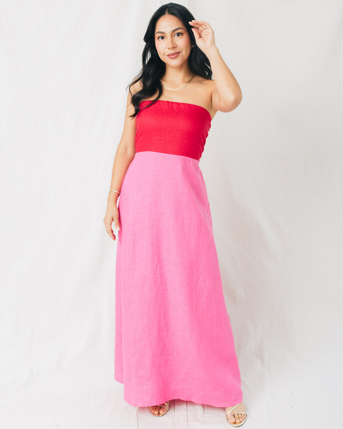 Mei Color Block Strapless Maxi Dress