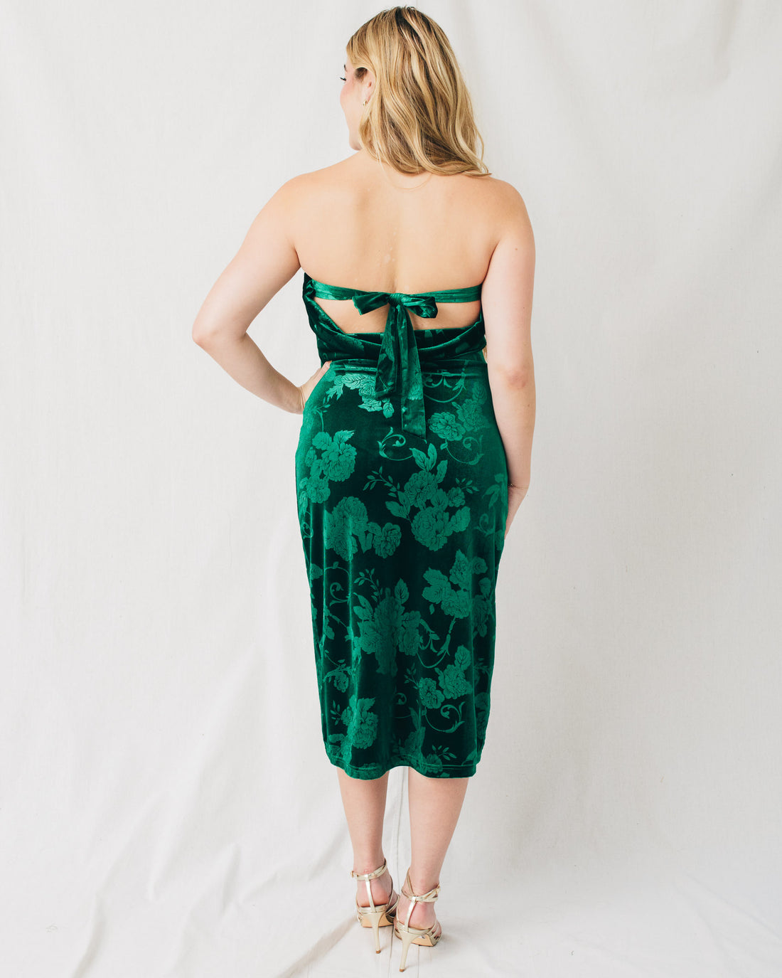 Margaret Tube Cowl Back Velvet Midi Dress