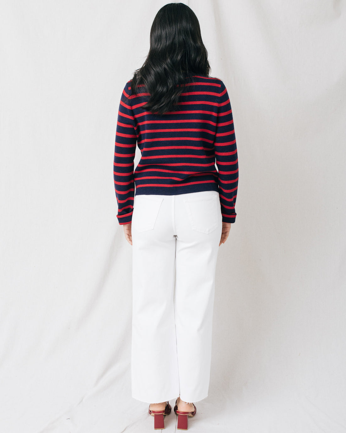 Sorayah Stripe Pocket Detail Gold Buttons Cardigan