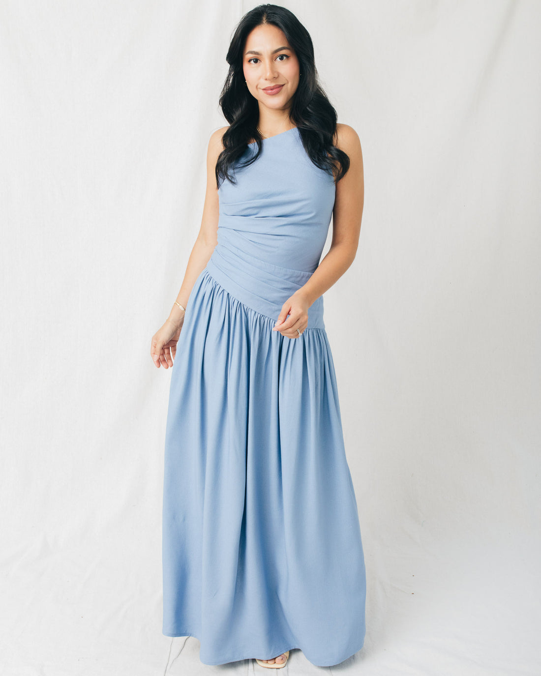 Heaven Sent Drop Waist Ruched Maxi Dress