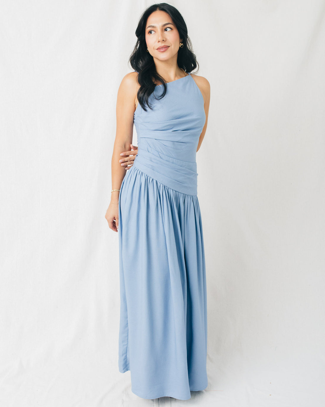 Heaven Sent Drop Waist Ruched Maxi Dress