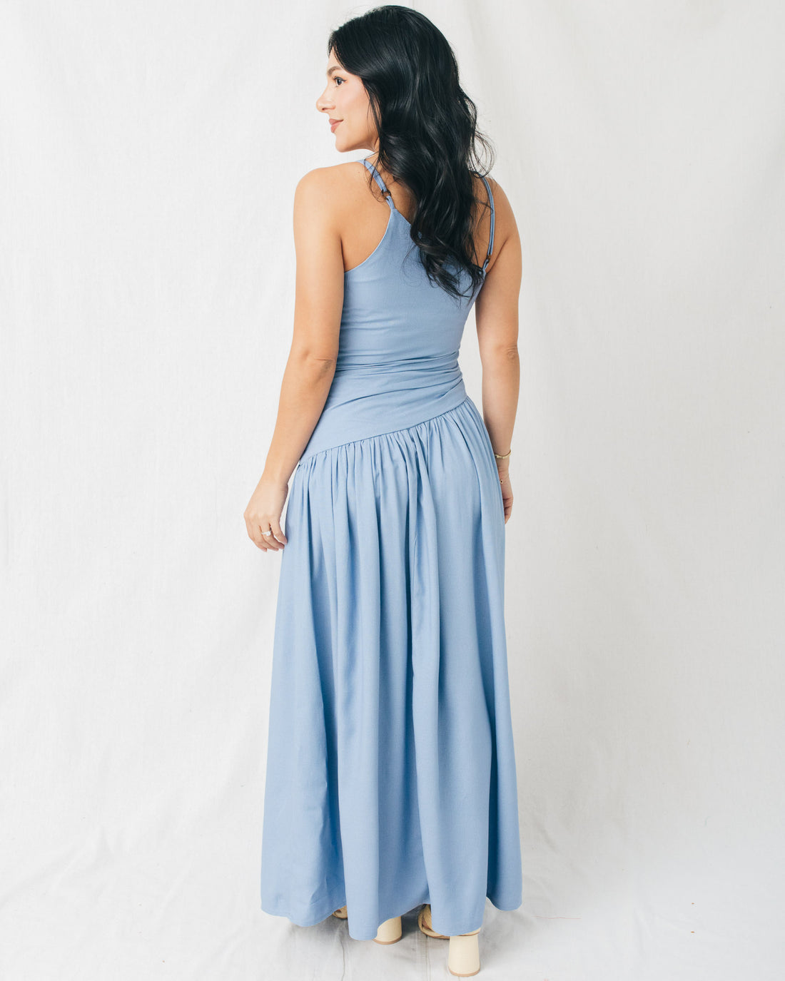Heaven Sent Drop Waist Ruched Maxi Dress