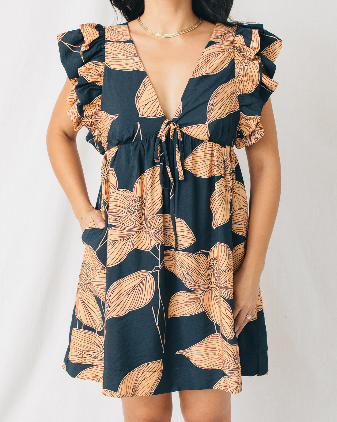 Jackie V-Neck Empire Waist Printed Mini Dress