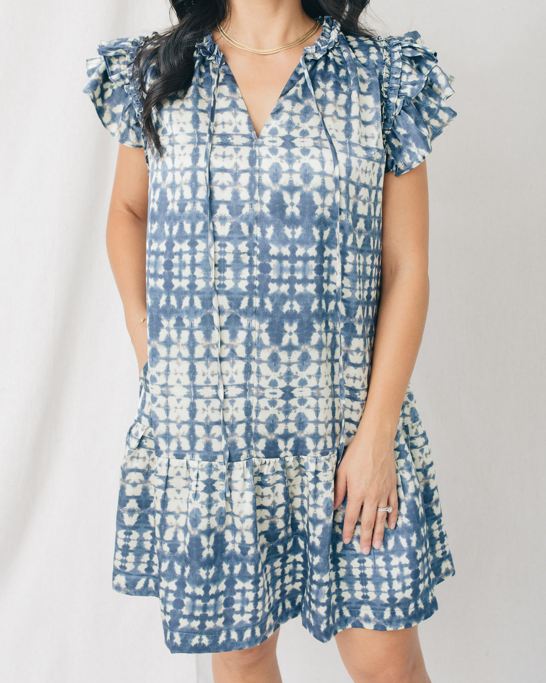 Laila Printed Ruffle Sleeve Tiered Mini Dress