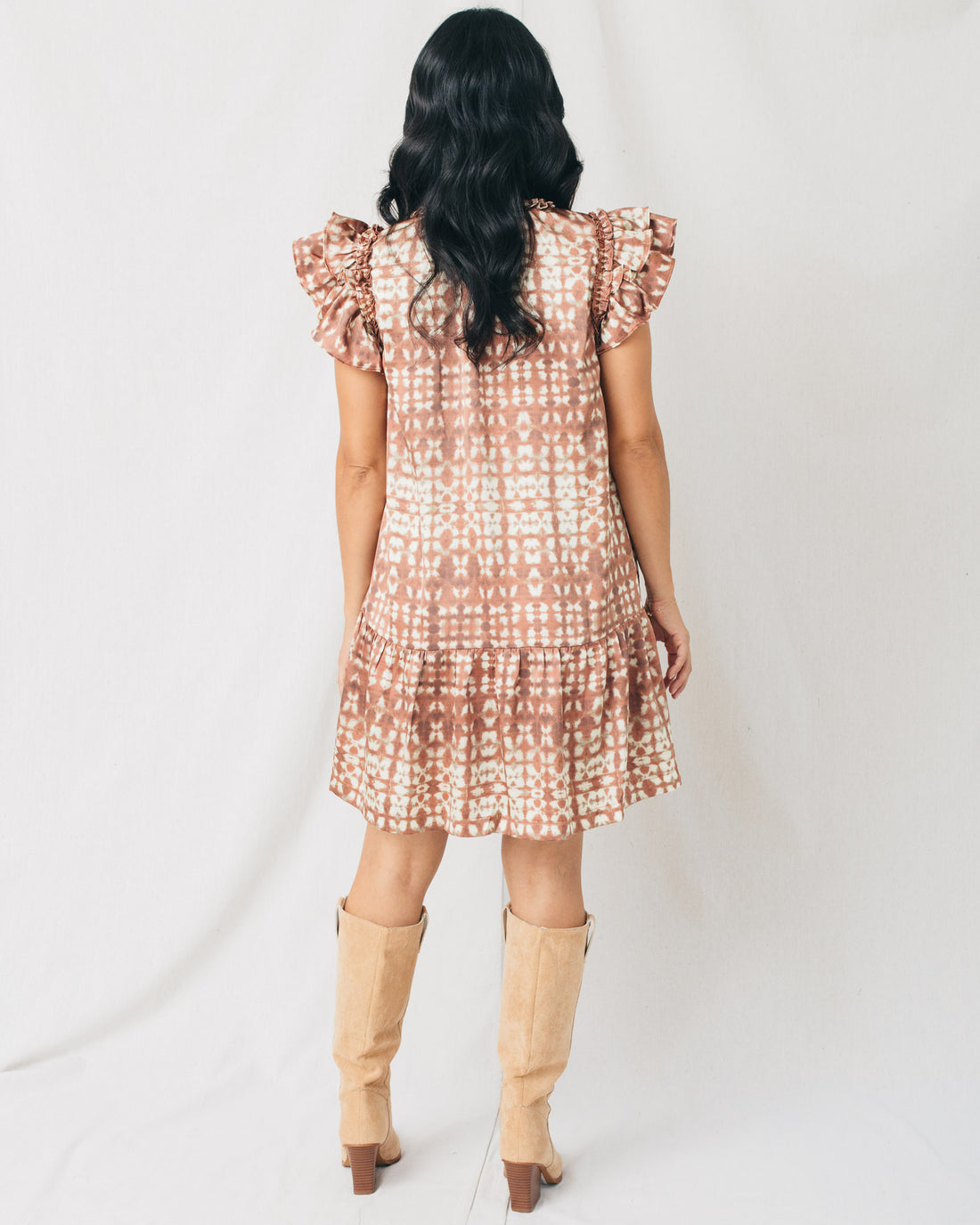 Laila Printed Ruffle Sleeve Tiered Mini Dress