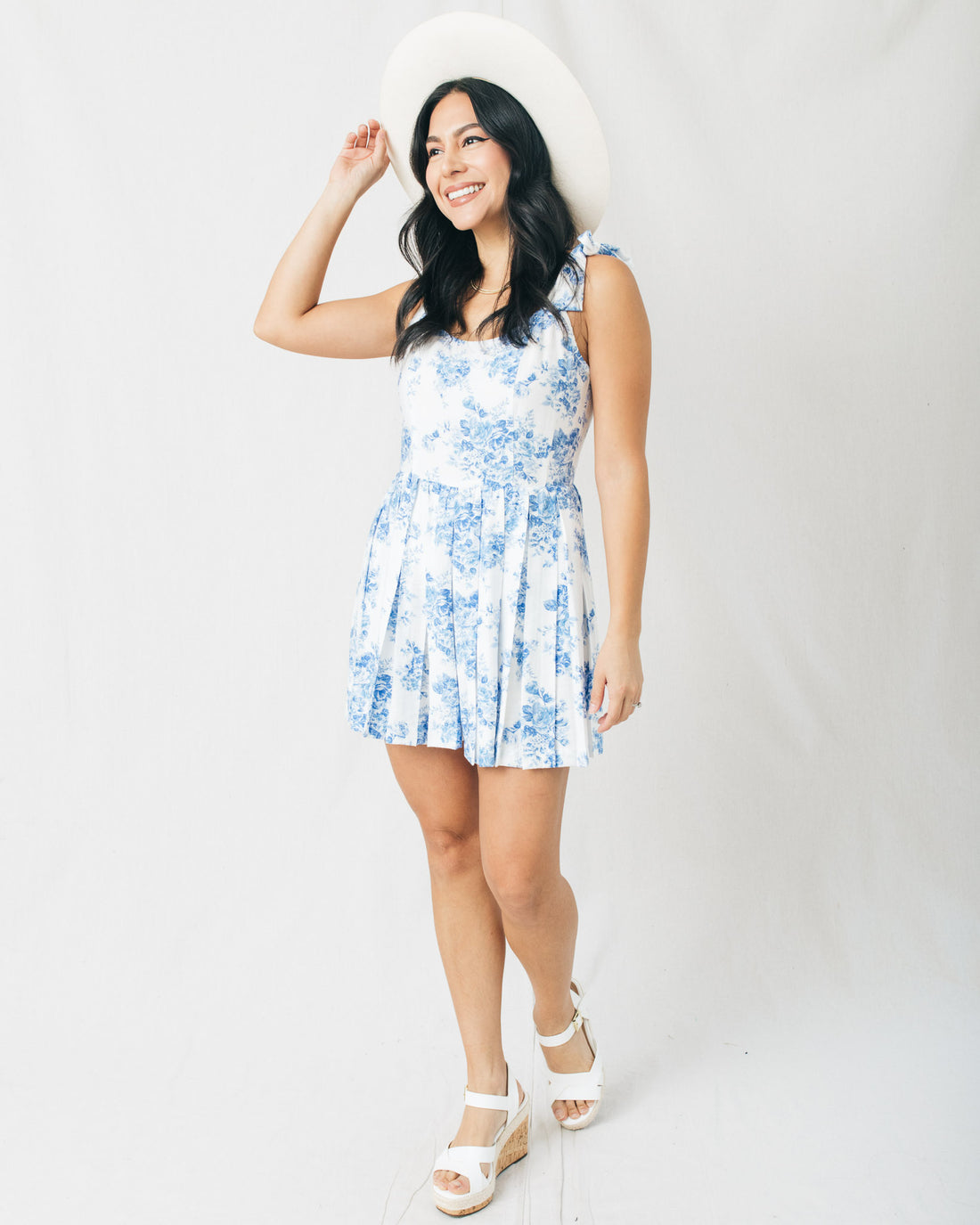 Brunch Babe Tie Strap Pleated Romper