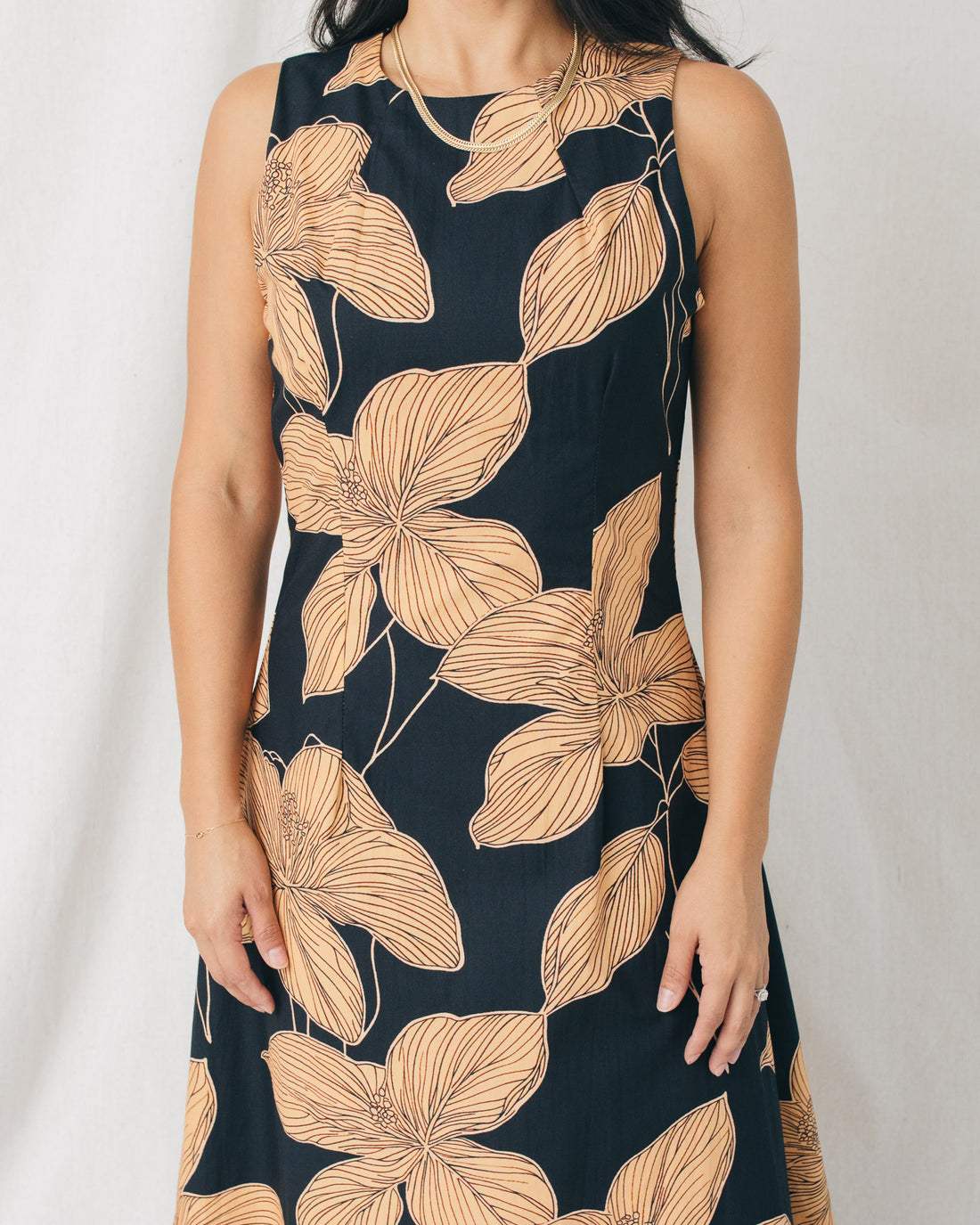 Jackie High Neck Fit & Flare Printed Midi Dress