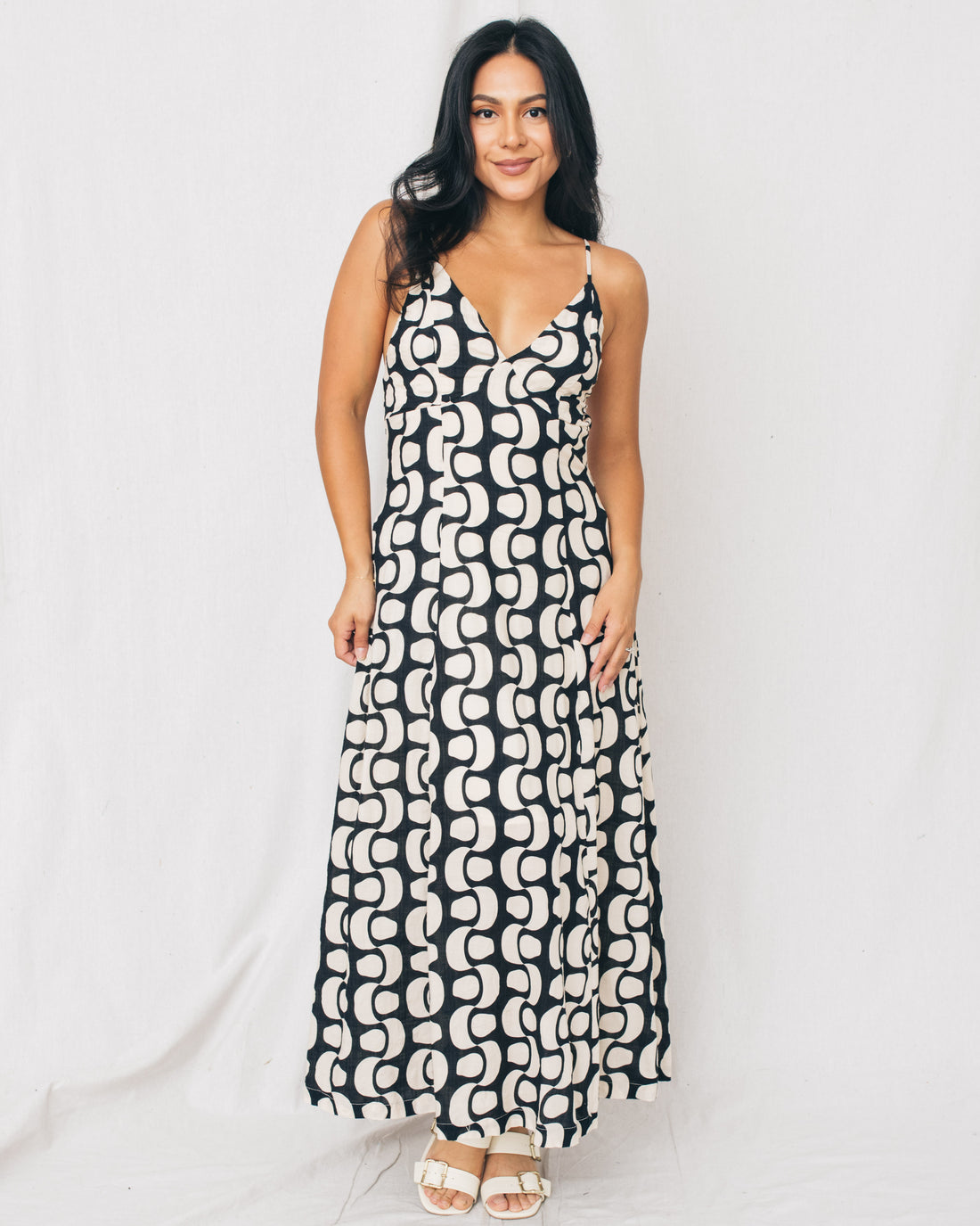 Merci Low Open Back Printed Maxi Dress