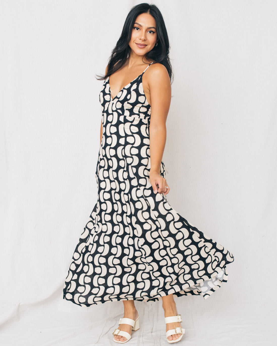 Merci Low Open Back Printed Maxi Dress