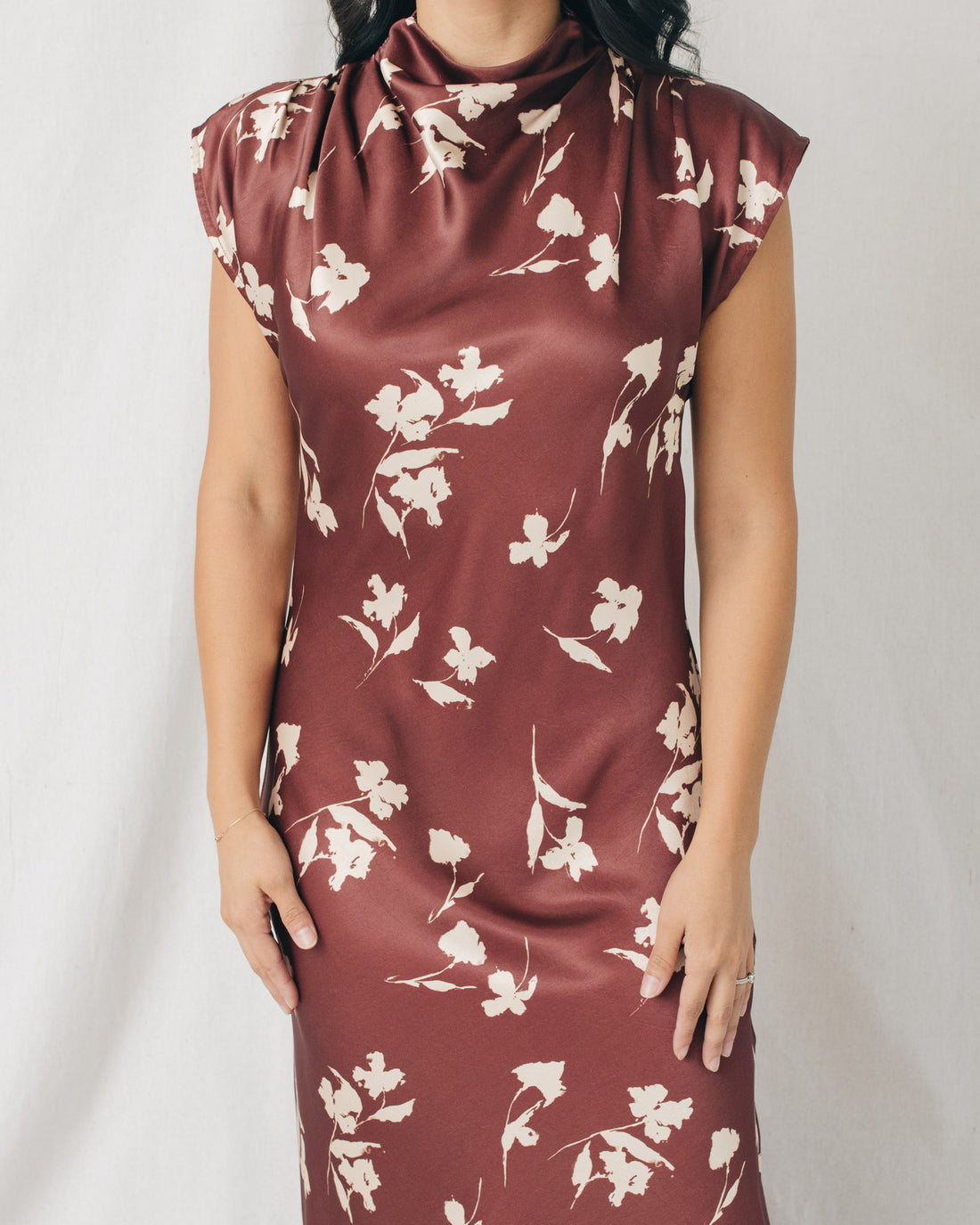 Delia Mock Neck Extended Sleeves Floral Maxi Dress