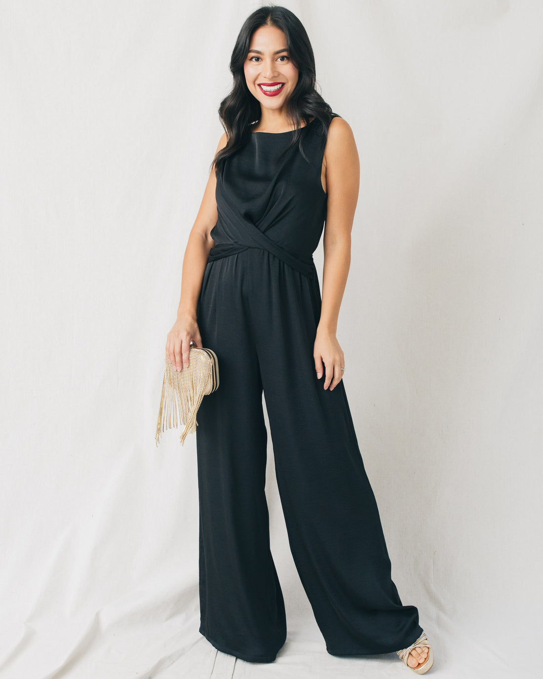 Daeya Round Neck Twist Front Jumpsuit