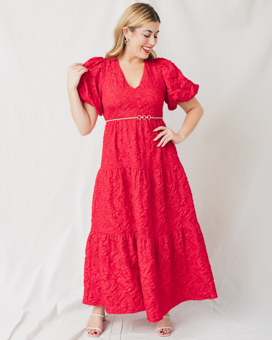 Arielle Jacquard Tiered Maxi Dress