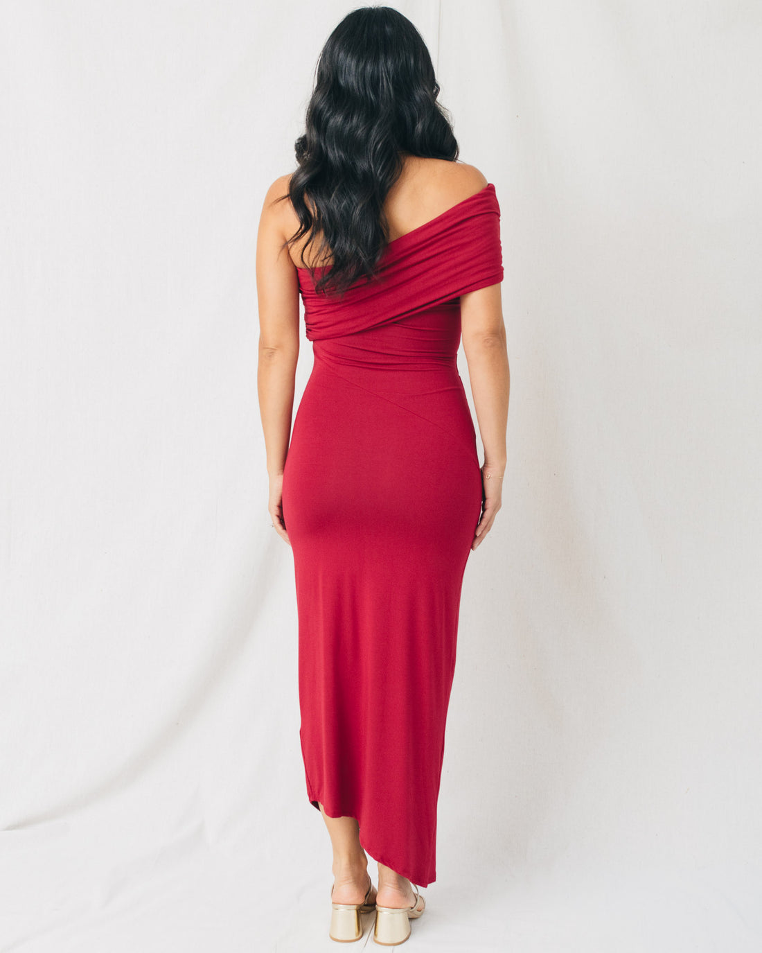 Yolly One Shoulder Ruched Midi Dress