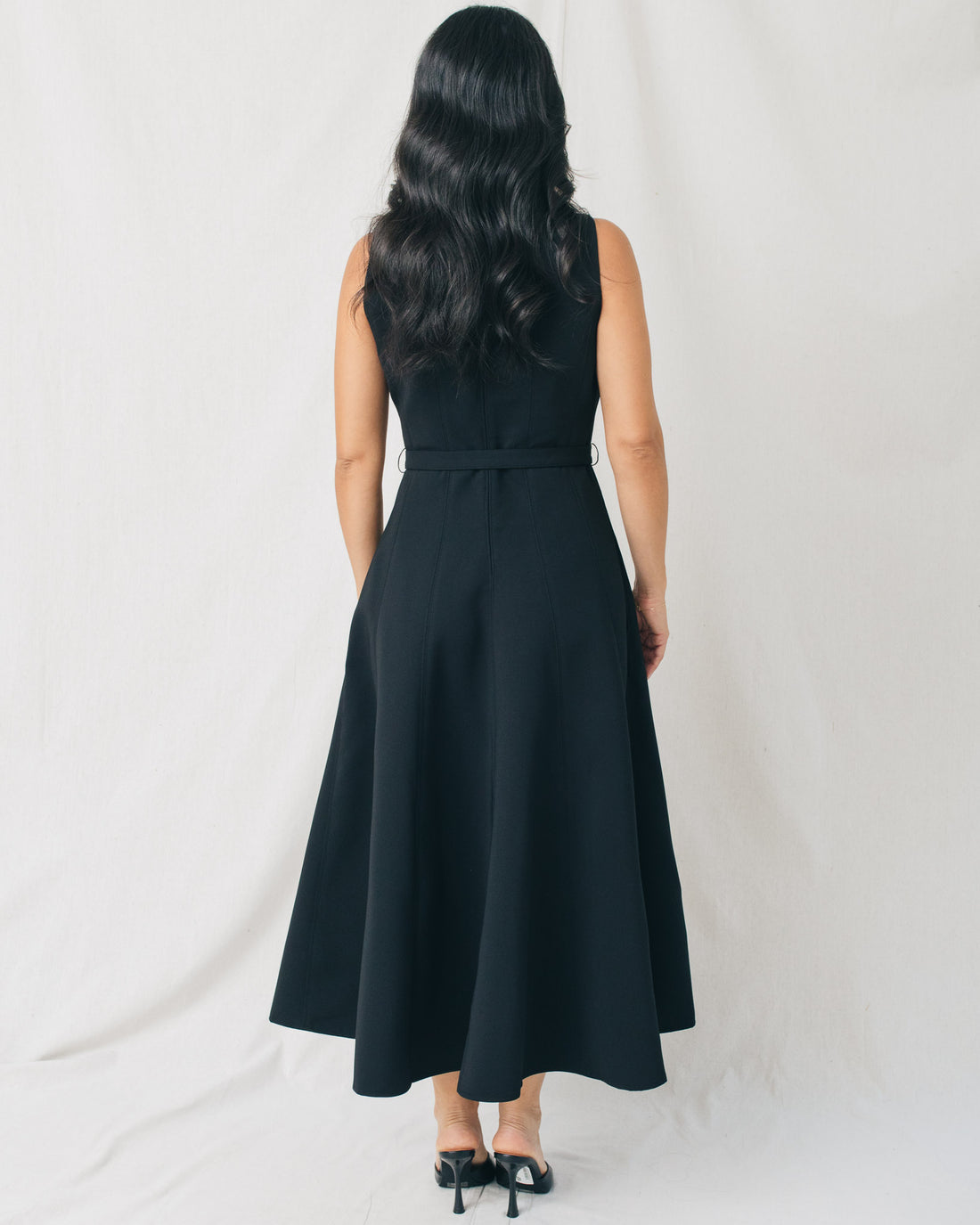 Yalova Boat Neck Belted Fit & Flare Midi Dress