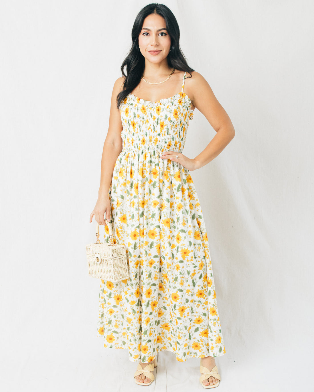 Daisy Bloom Smocked Top Maxi Dress