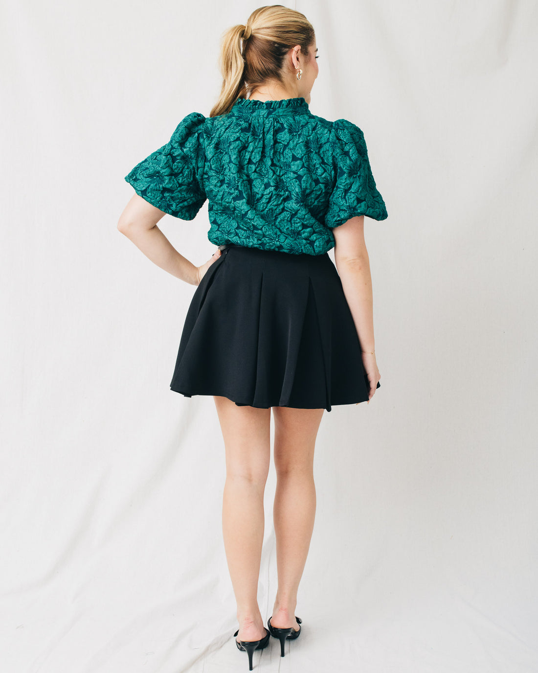 Arielle Jacquard Split Neckline Top