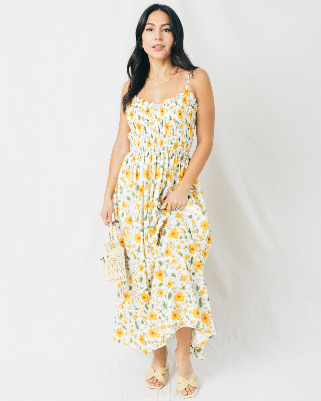 Daisy Bloom Smocked Top Maxi Dress