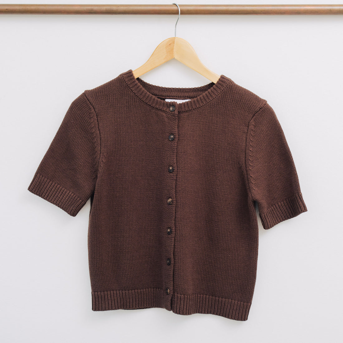 Farah Short Sleeve Button Down Knit Cardigan