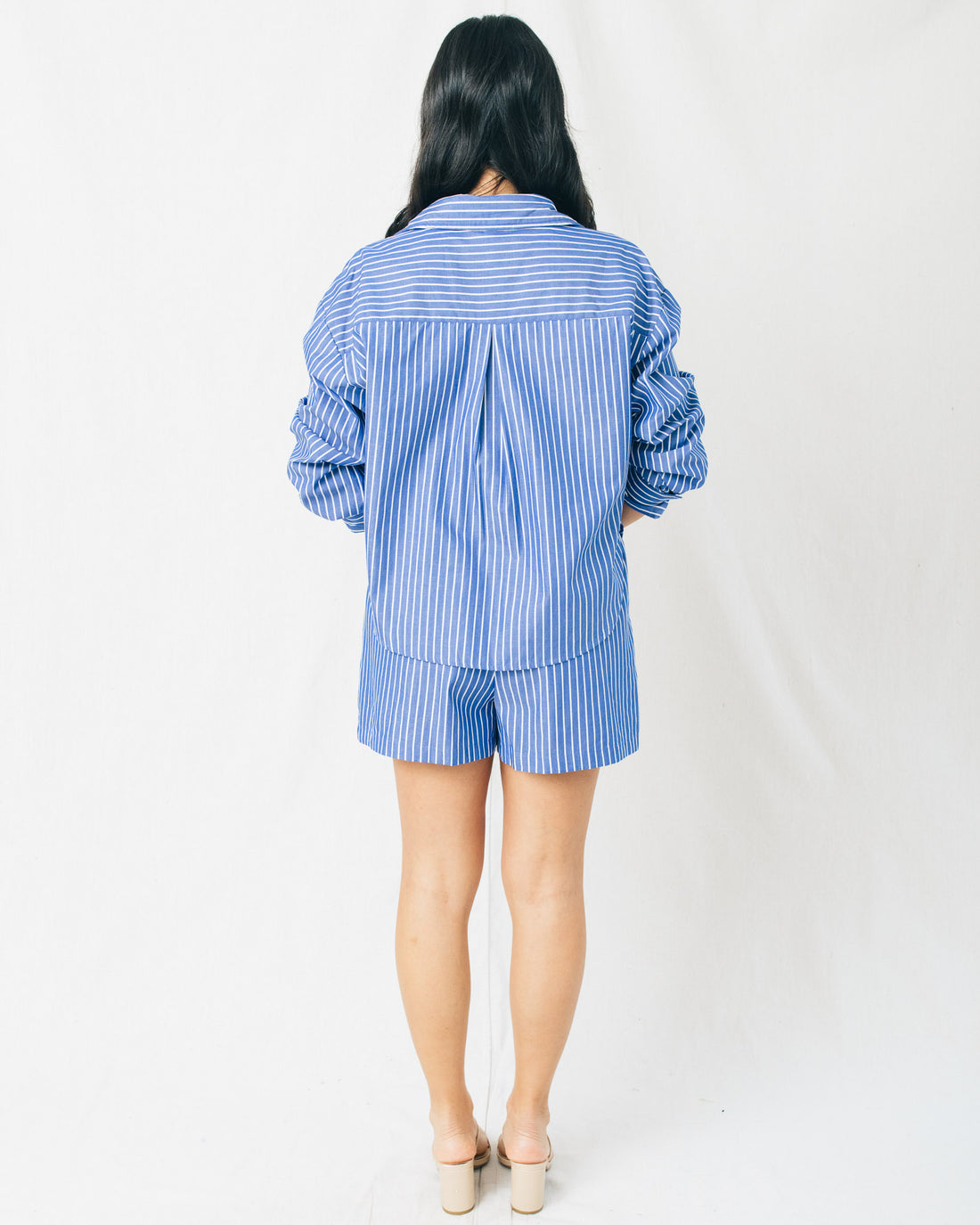 Long Summer Button Down Striped Top