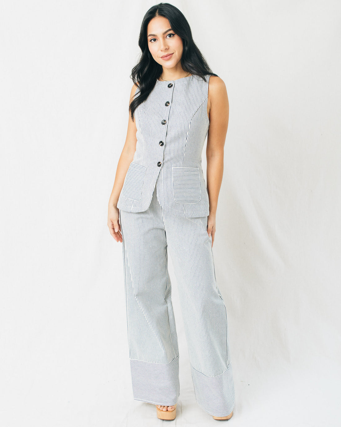 Juna High Waisted Drawstring Stripe Pants