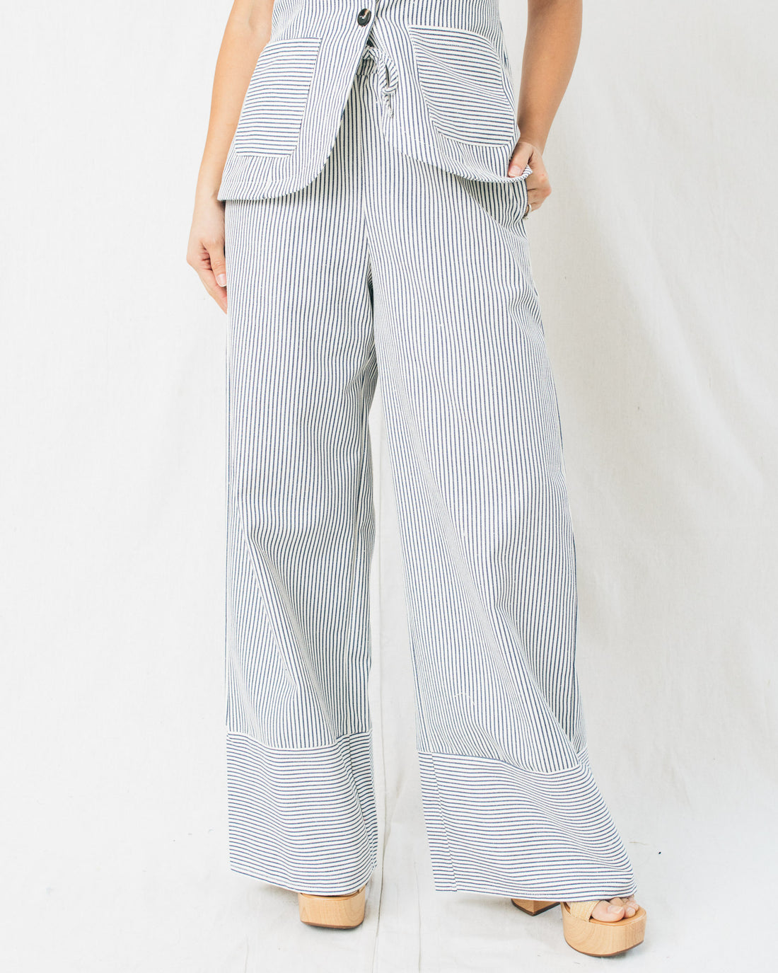 Juna High Waisted Drawstring Stripe Pants