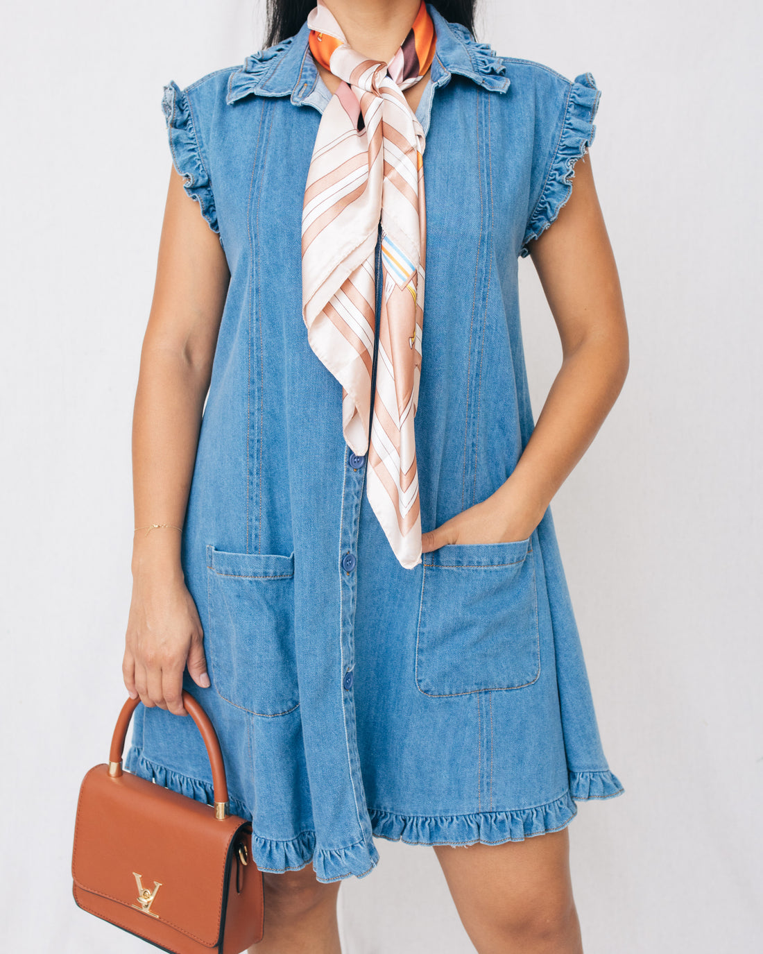 Westland Ruffled Hem Button Down Mini Dress