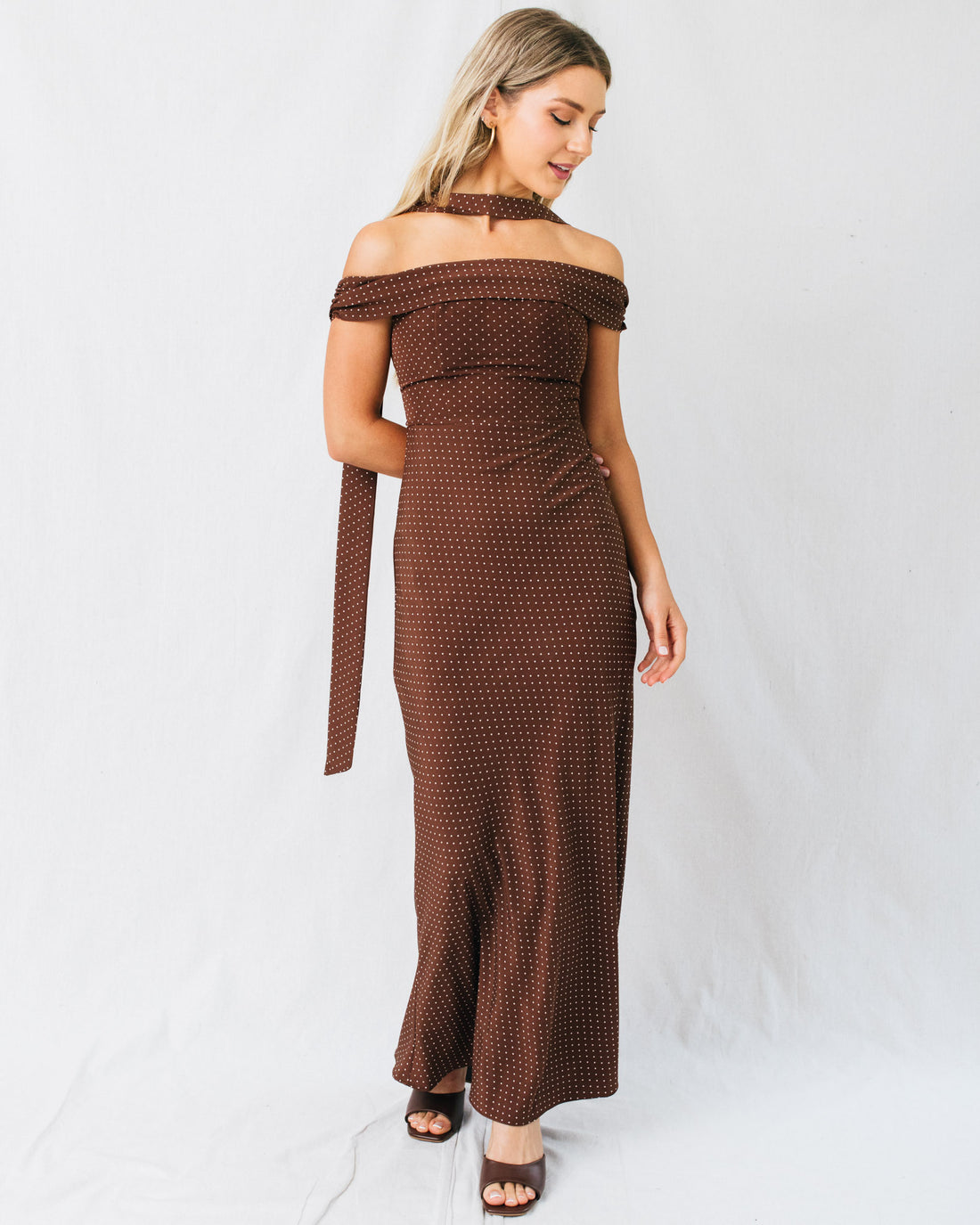 Laura Ruffle Detail Polka Dot Midi Dress