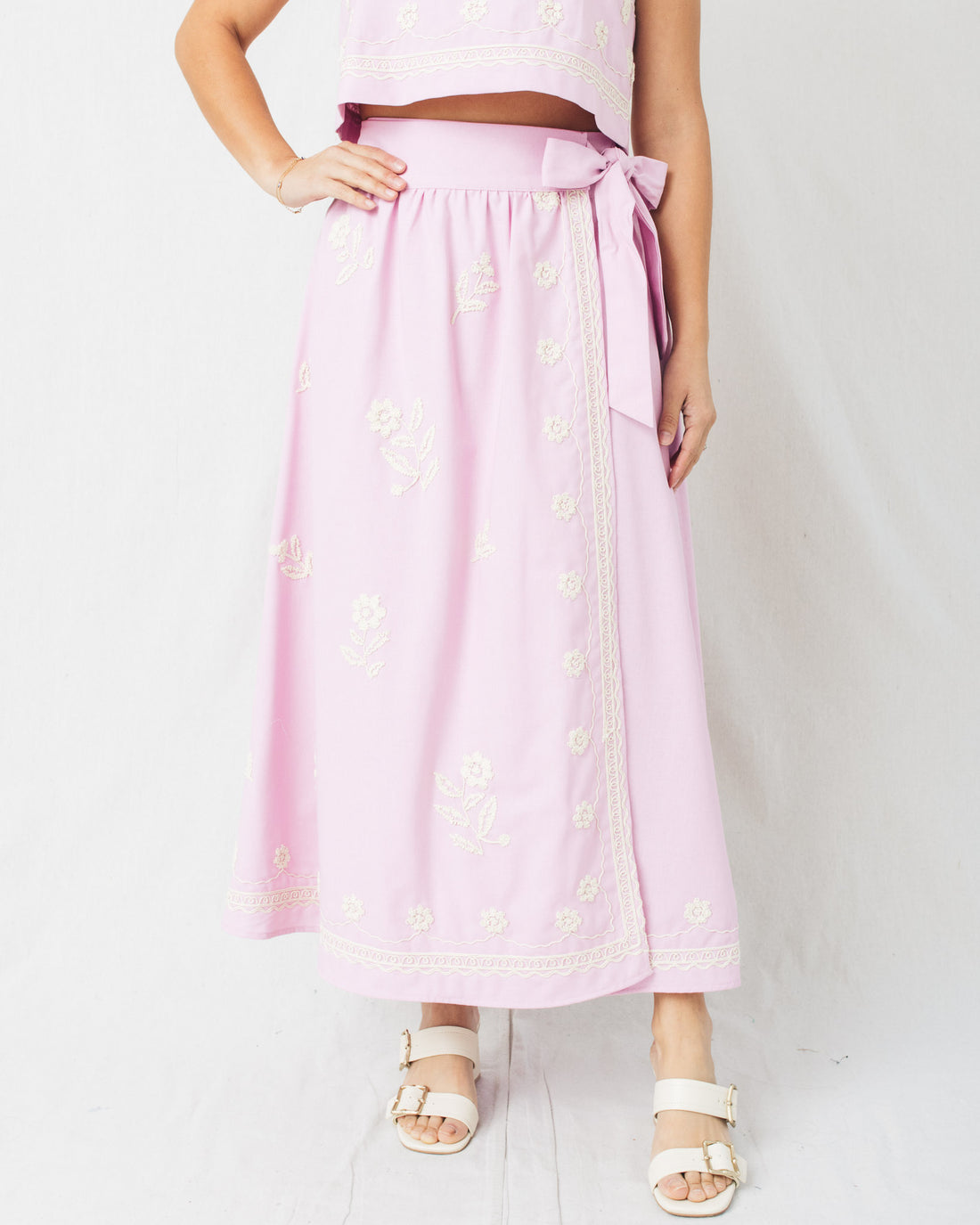 Dahlia Embroidered Midi Skirt